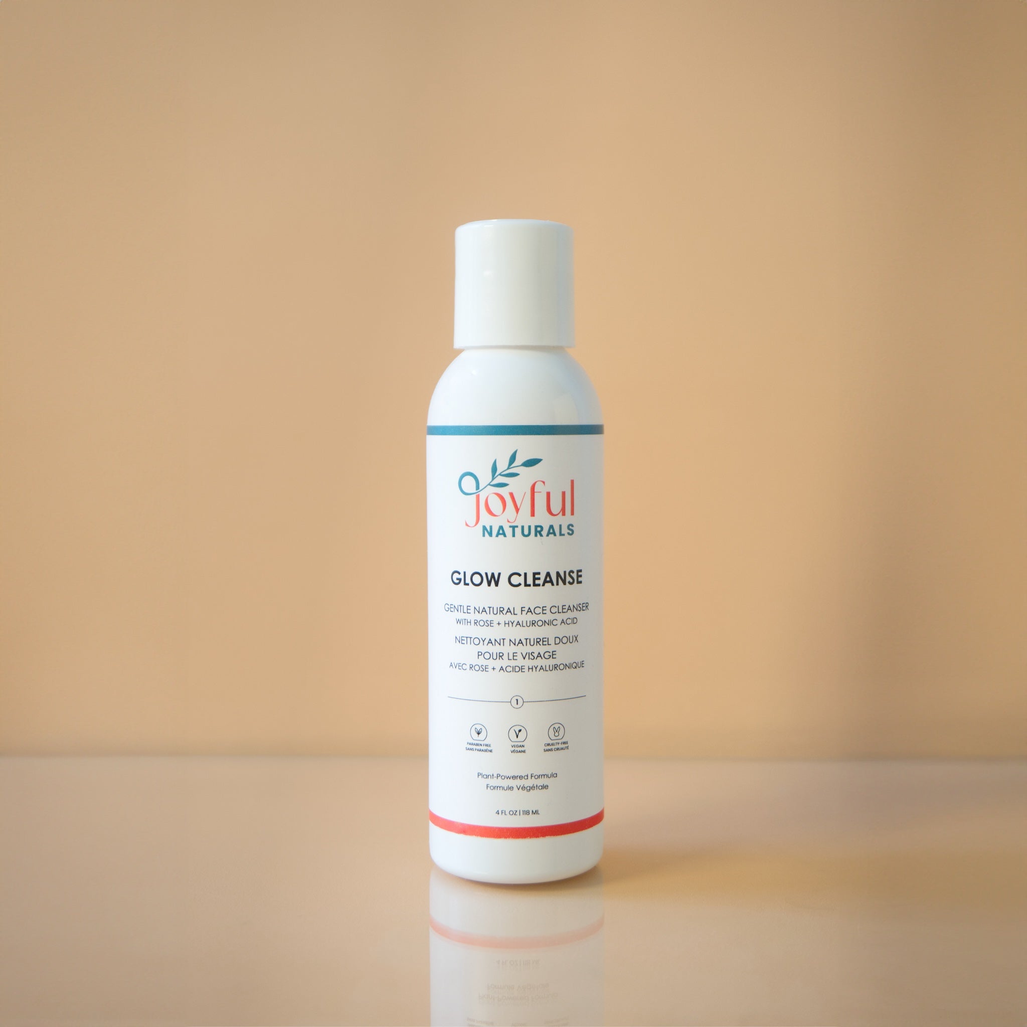 Joyful Naturals Glow Cleanse hydrating face wash with hyaluronic acid and aloe vera for sensitive skin.