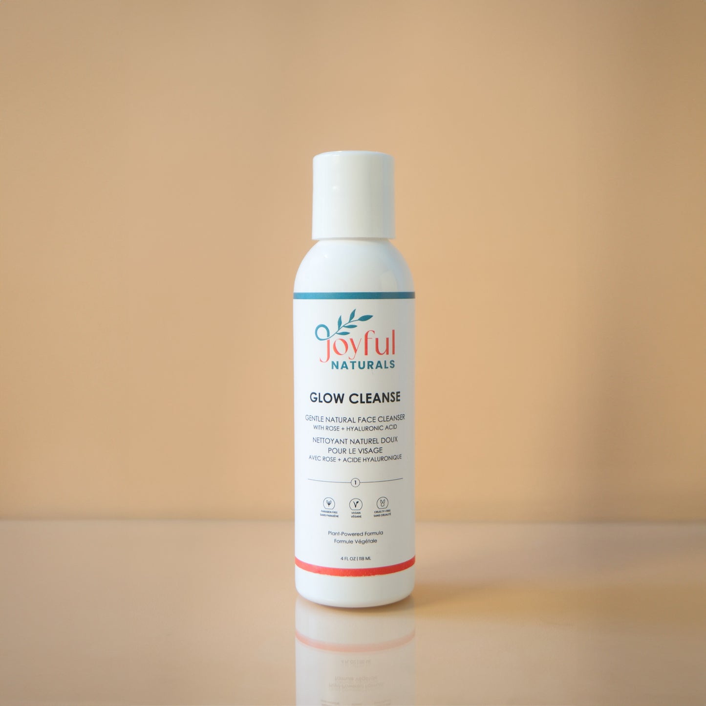 Joyful Naturals Glow Cleanse hydrating face wash with hyaluronic acid and aloe vera for sensitive skin.