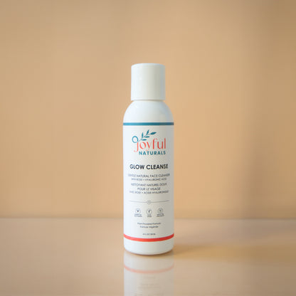 Joyful Naturals Glow Cleanse hydrating face wash with hyaluronic acid and aloe vera for sensitive skin.